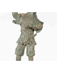 Vintage Lost Wax Cast Verde Bronze Statuette of a Soldier Holding a Horn-5. Asian & Chinese Furniture, Art, Antiques, Vintage Home Décor for sale at FEA Home