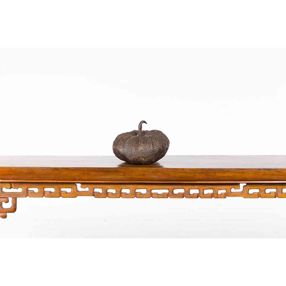 Contemporary Lost Wax Bronze Pumpkin Sculpture with Rustic Patina-5. Asian &amp; Chinese Furniture, Art, Antiques, Vintage Home Décor for sale at FEA Home