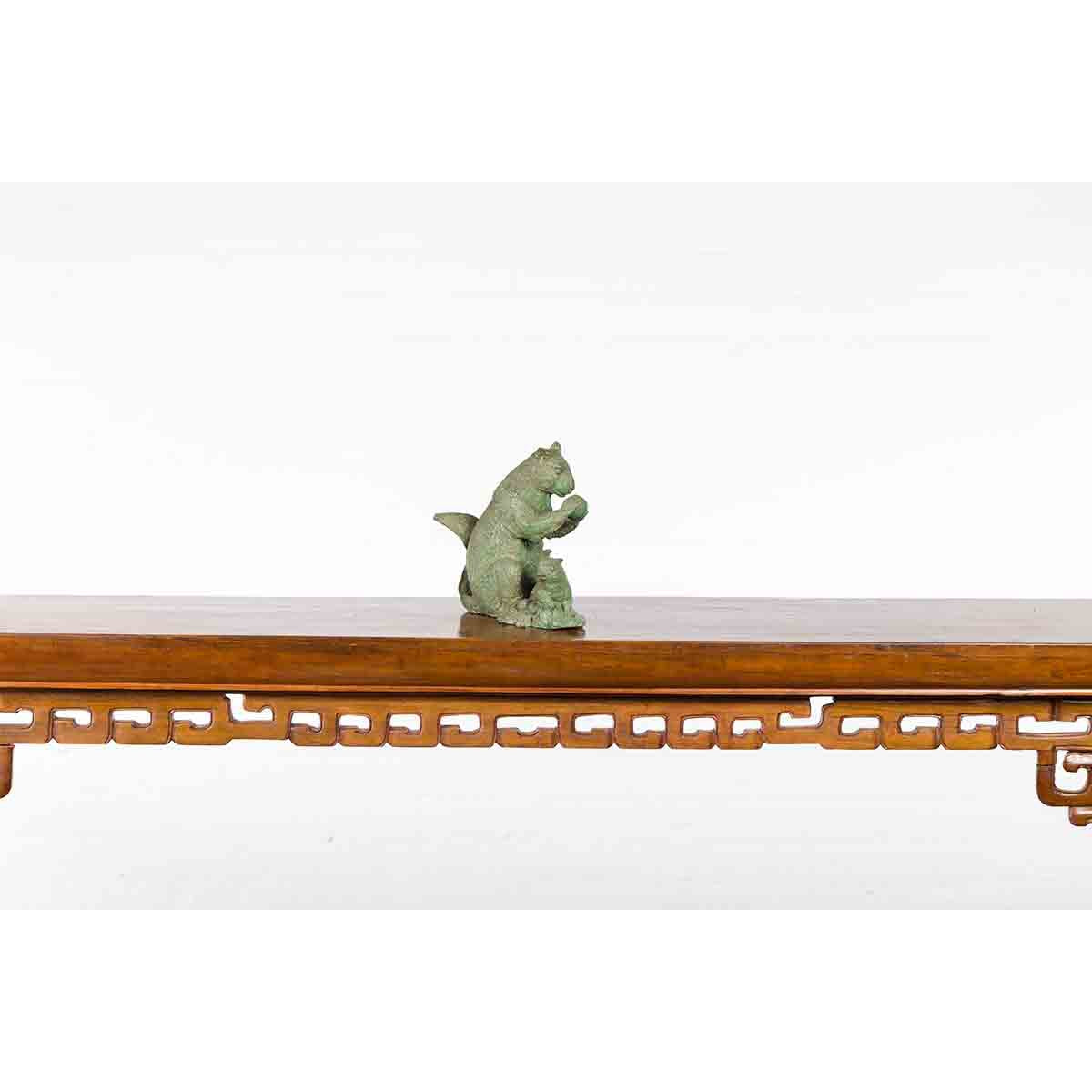 Vintage Lost Wax Cast Bronze Squirrel Family Sculpture with Verde Patina-3. Asian &amp; Chinese Furniture, Art, Antiques, Vintage Home Décor for sale at FEA Home