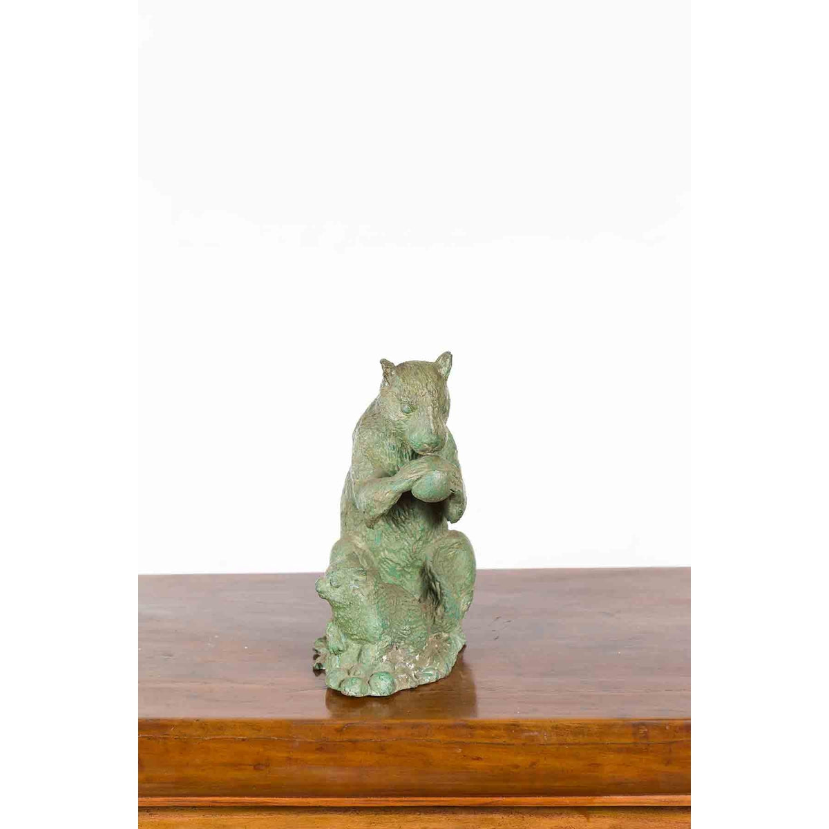 Vintage Lost Wax Cast Bronze Squirrel Family Sculpture with Verde Patina-7. Asian &amp; Chinese Furniture, Art, Antiques, Vintage Home Décor for sale at FEA Home