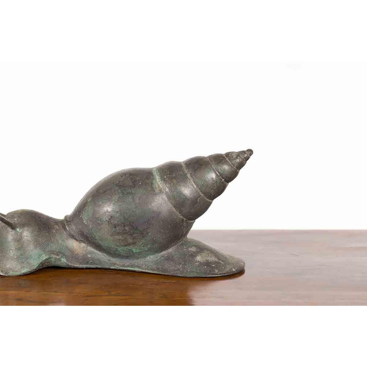 Small Vintage Lost Wax Cast Bronze Snail Sculpture-19. Asian &amp; Chinese Furniture, Art, Antiques, Vintage Home Décor for sale at FEA Home