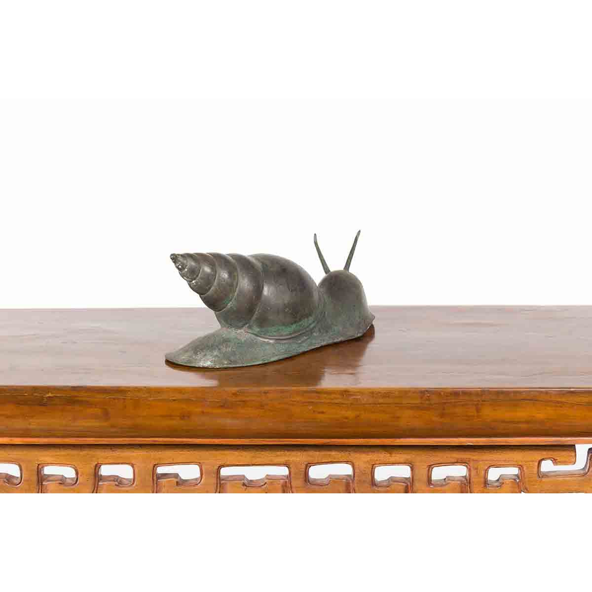 Small Vintage Lost Wax Cast Bronze Snail Sculpture-15. Asian &amp; Chinese Furniture, Art, Antiques, Vintage Home Décor for sale at FEA Home