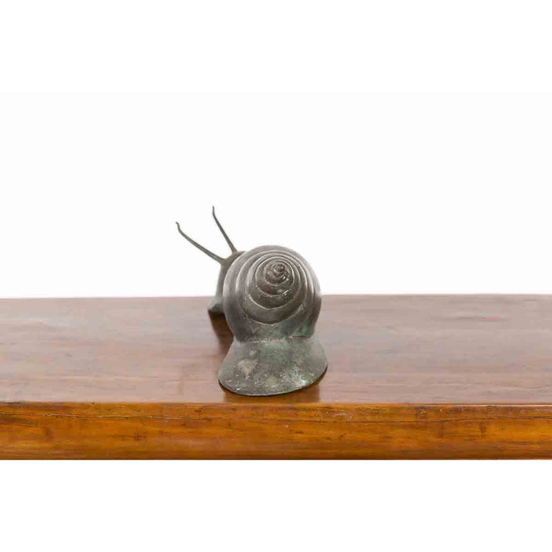 Small Vintage Lost Wax Cast Bronze Snail Sculpture-14. Asian & Chinese Furniture, Art, Antiques, Vintage Home Décor for sale at FEA Home