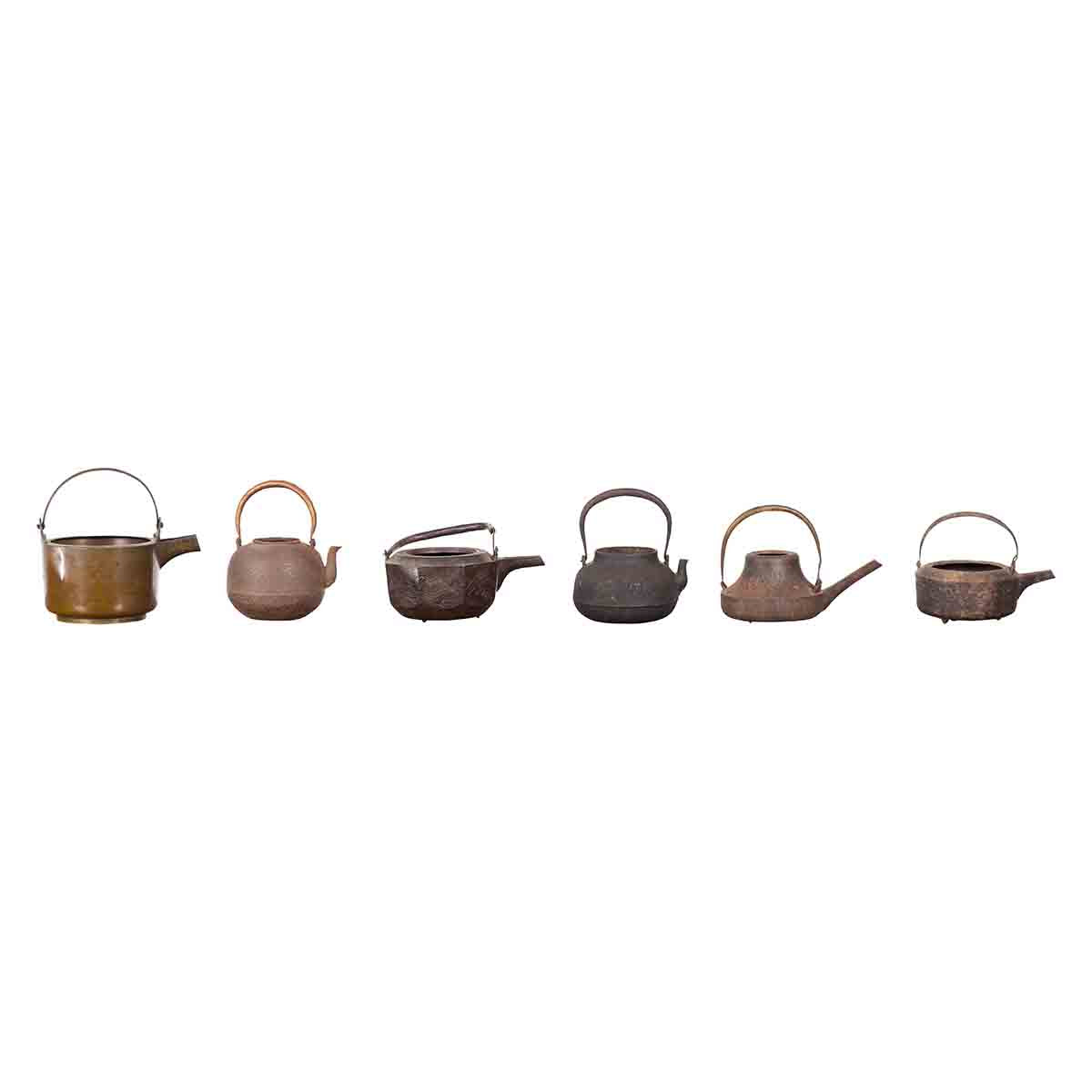 Japanese Meiji Period Late 19th Century Bronze Teapots with Weathered Patina-1. Asian & Chinese Furniture, Art, Antiques, Vintage Home Décor for sale at FEA Home