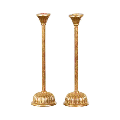 Pair of Japanese Hinamatsuri Gold Lacquered Candleholders with Lotus Bobèches-YN7385-1. Asian & Chinese Furniture, Art, Antiques, Vintage Home Décor for sale at FEA Home