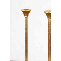Pair of Japanese Hinamatsuri Gold Lacquered Candleholders with Lotus Bobèches-YN7385-6. Asian & Chinese Furniture, Art, Antiques, Vintage Home Décor for sale at FEA Home