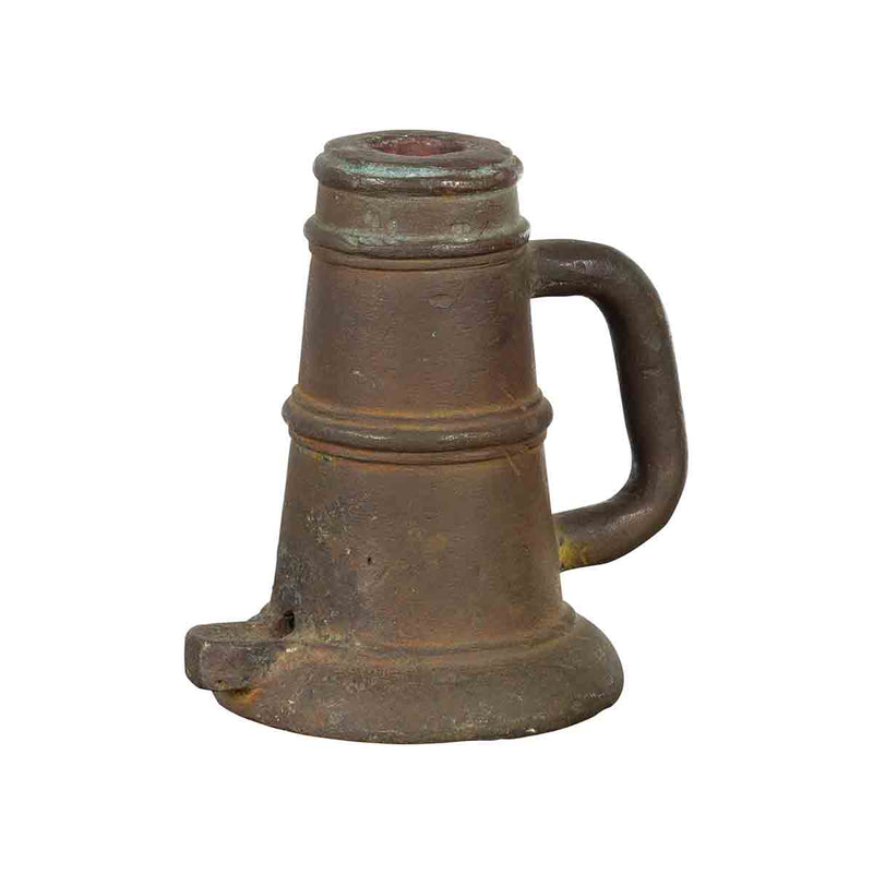Indian Antique Smelting Pot with Back Handle, Front Spout and Weathered Patina- Asian Antiques, Vintage Home Decor & Chinese Furniture - FEA Home