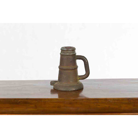 Indian Antique Smelting Pot with Back Handle, Front Spout and Weathered Patina