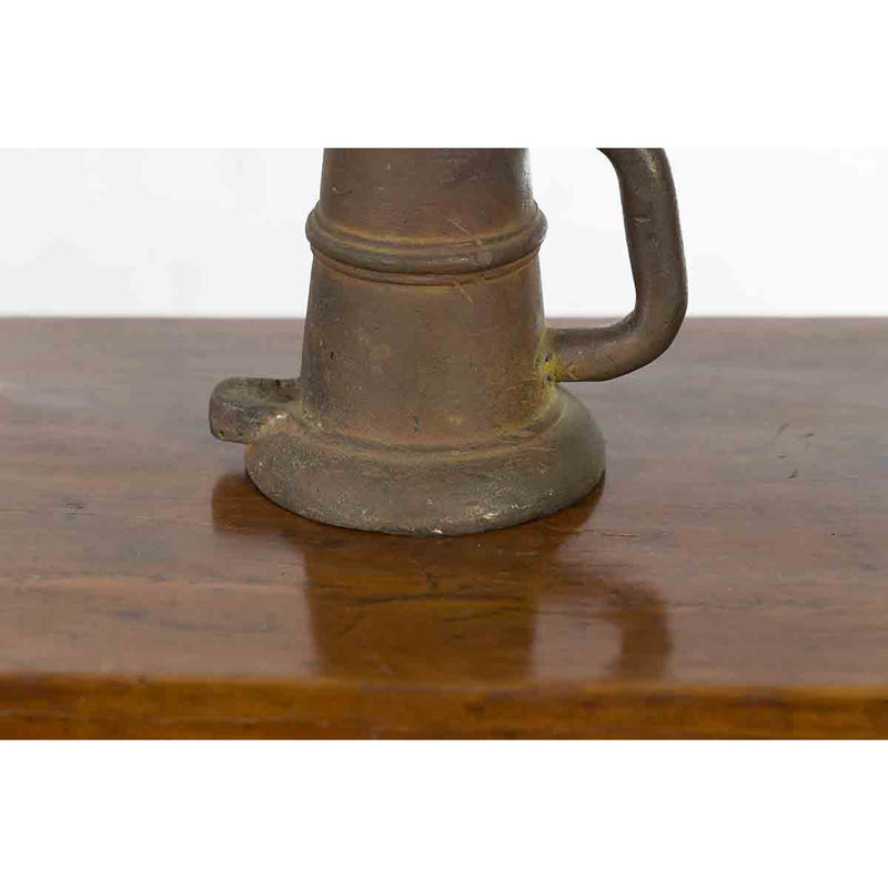 Indian Antique Smelting Pot with Back Handle, Front Spout and Weathered Patina