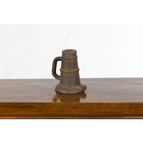 Indian Antique Smelting Pot with Back Handle, Front Spout and Weathered Patina
