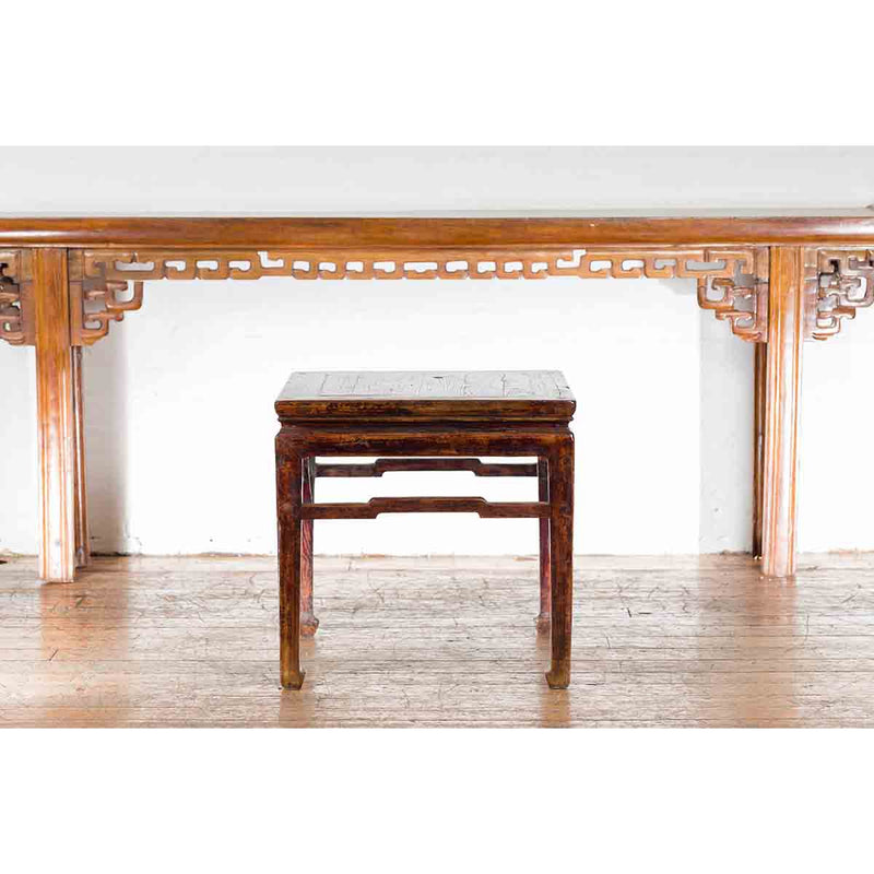 Chinese Ming Dynasty Style Vintage Lamp Table with Humpback Stretchers-13. Asian & Chinese Furniture, Art, Antiques, Vintage Home Décor for sale at FEA Home