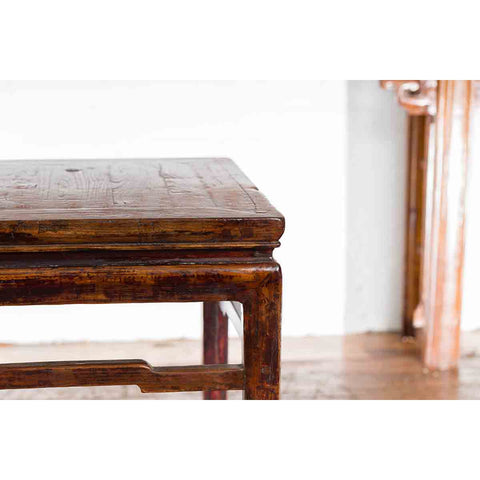 Chinese Ming Dynasty Style Vintage Lamp Table with Humpback Stretchers-5. Asian & Chinese Furniture, Art, Antiques, Vintage Home Décor for sale at FEA Home