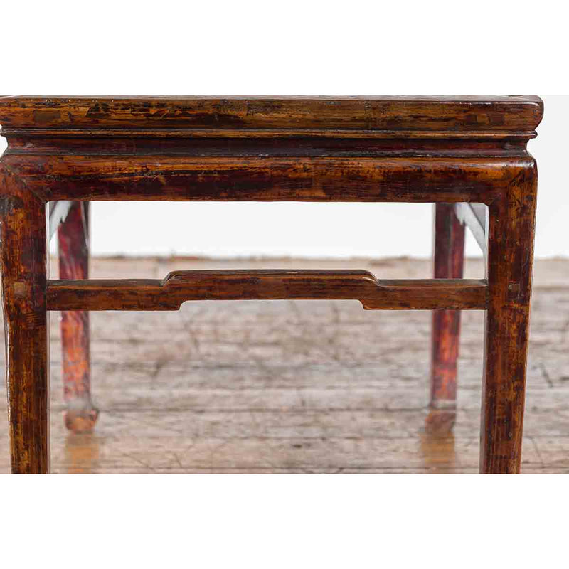 Chinese Ming Dynasty Style Vintage Lamp Table with Humpback Stretchers-6. Asian & Chinese Furniture, Art, Antiques, Vintage Home Décor for sale at FEA Home