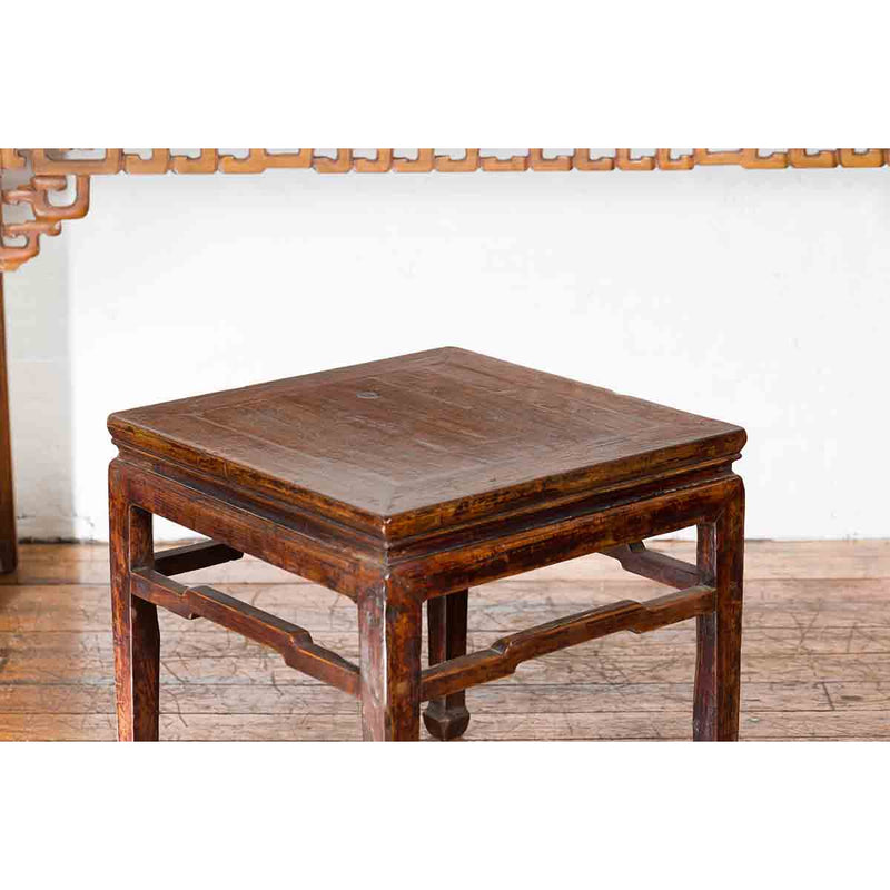 Chinese Ming Dynasty Style Vintage Lamp Table with Humpback Stretchers-9. Asian & Chinese Furniture, Art, Antiques, Vintage Home Décor for sale at FEA Home