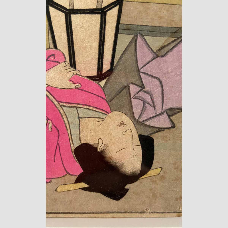 Antique Framed Japanese Shunga Woodblock Print of a Couple Making Love-YN7413-5. Asian & Chinese Furniture, Art, Antiques, Vintage Home Décor for sale at FEA Home