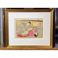 Antique Framed Japanese Shunga Woodblock Print of a Couple Making Love-YN7413-3. Asian & Chinese Furniture, Art, Antiques, Vintage Home Décor for sale at FEA Home