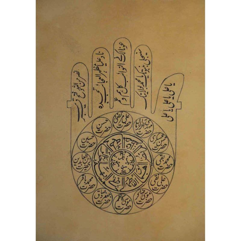Astrological Hand-Painted on Parchment Print Depicting a Hand with Calligraphy-YN7428-5. Asian & Chinese Furniture, Art, Antiques, Vintage Home Décor for sale at FEA Home