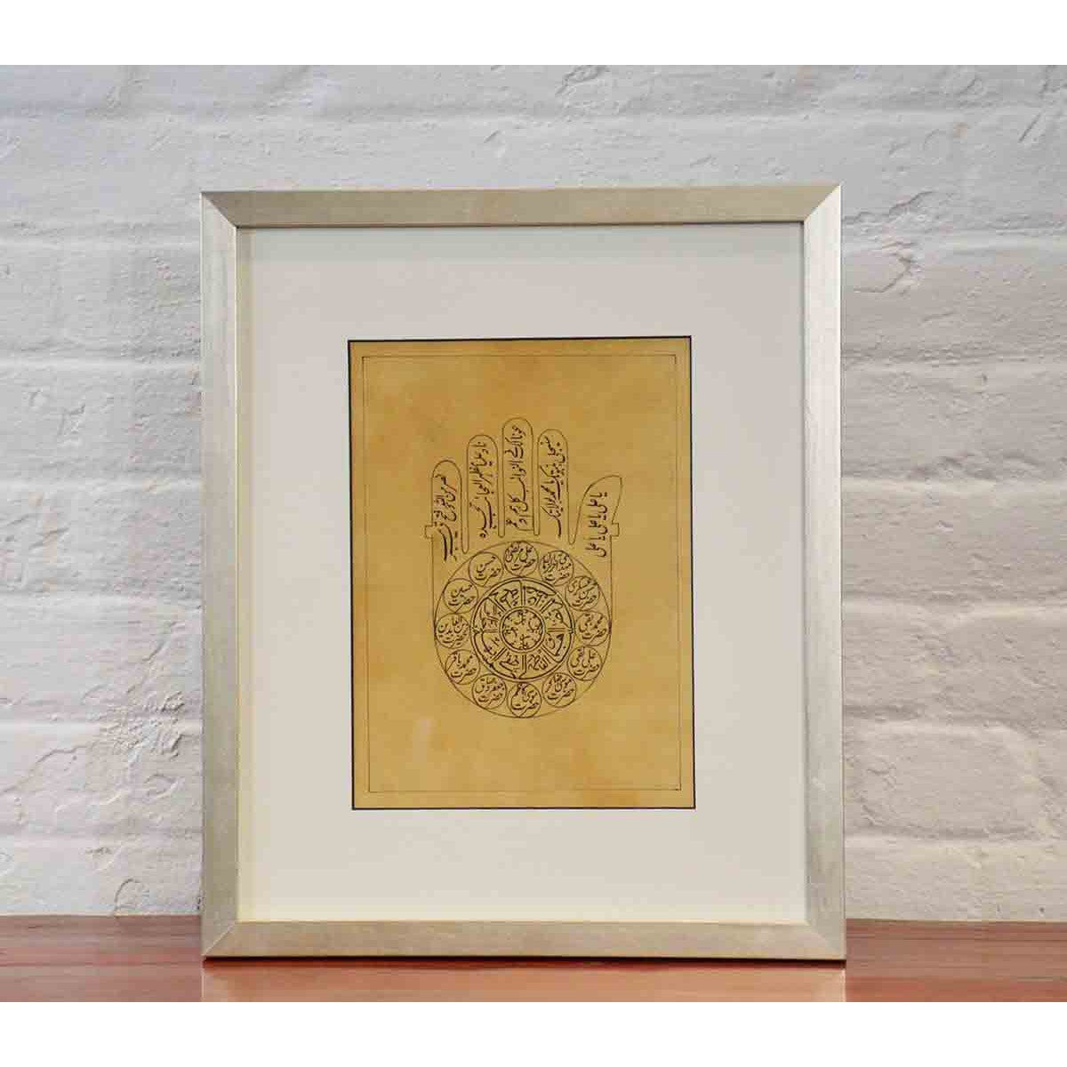 Astrological Hand-Painted on Parchment Print Depicting a Hand with Calligraphy-3. Asian &amp; Chinese Furniture, Art, Antiques, Vintage Home Décor for sale at FEA Home