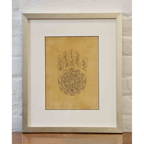 Astrological Hand-Painted on Parchment Print Depicting a Hand with Calligraphy-YN7428-2. Asian & Chinese Furniture, Art, Antiques, Vintage Home Décor for sale at FEA Home