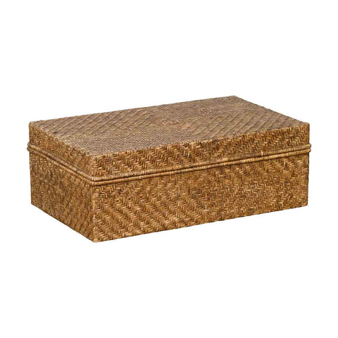 Vintage Chinese Rattan over Wood Rectangular Box or Low Side Table- Asian Antiques, Vintage Home Decor & Chinese Furniture - FEA Home