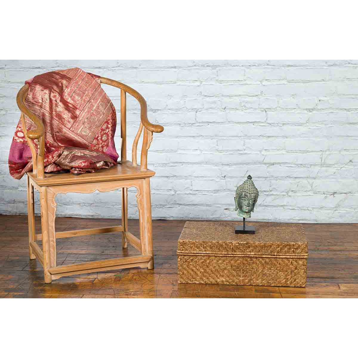 Vintage Chinese Rattan over Wood Rectangular Box or Low Side Table-4. Asian &amp; Chinese Furniture, Art, Antiques, Vintage Home Décor for sale at FEA Home