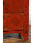 Qing Dynasty Red Lacquer 19th Century Cabinet with Gilded Chinoiserie Décor-13. Asian & Chinese Furniture, Art, Antiques, Vintage Home Décor for sale at FEA Home