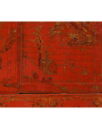 Qing Dynasty Red Lacquer 19th Century Cabinet with Gilded Chinoiserie Décor-14. Asian & Chinese Furniture, Art, Antiques, Vintage Home Décor for sale at FEA Home