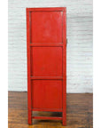Qing Dynasty Red Lacquer 19th Century Cabinet with Gilded Chinoiserie Décor-17. Asian & Chinese Furniture, Art, Antiques, Vintage Home Décor for sale at FEA Home