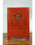 Qing Dynasty Red Lacquer 19th Century Cabinet with Gilded Chinoiserie Décor-4. Asian & Chinese Furniture, Art, Antiques, Vintage Home Décor for sale at FEA Home