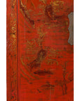 Qing Dynasty Red Lacquer 19th Century Cabinet with Gilded Chinoiserie Décor-9. Asian & Chinese Furniture, Art, Antiques, Vintage Home Décor for sale at FEA Home
