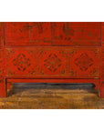 Qing Dynasty Red Lacquer 19th Century Cabinet with Gilded Chinoiserie Décor-11. Asian & Chinese Furniture, Art, Antiques, Vintage Home Décor for sale at FEA Home