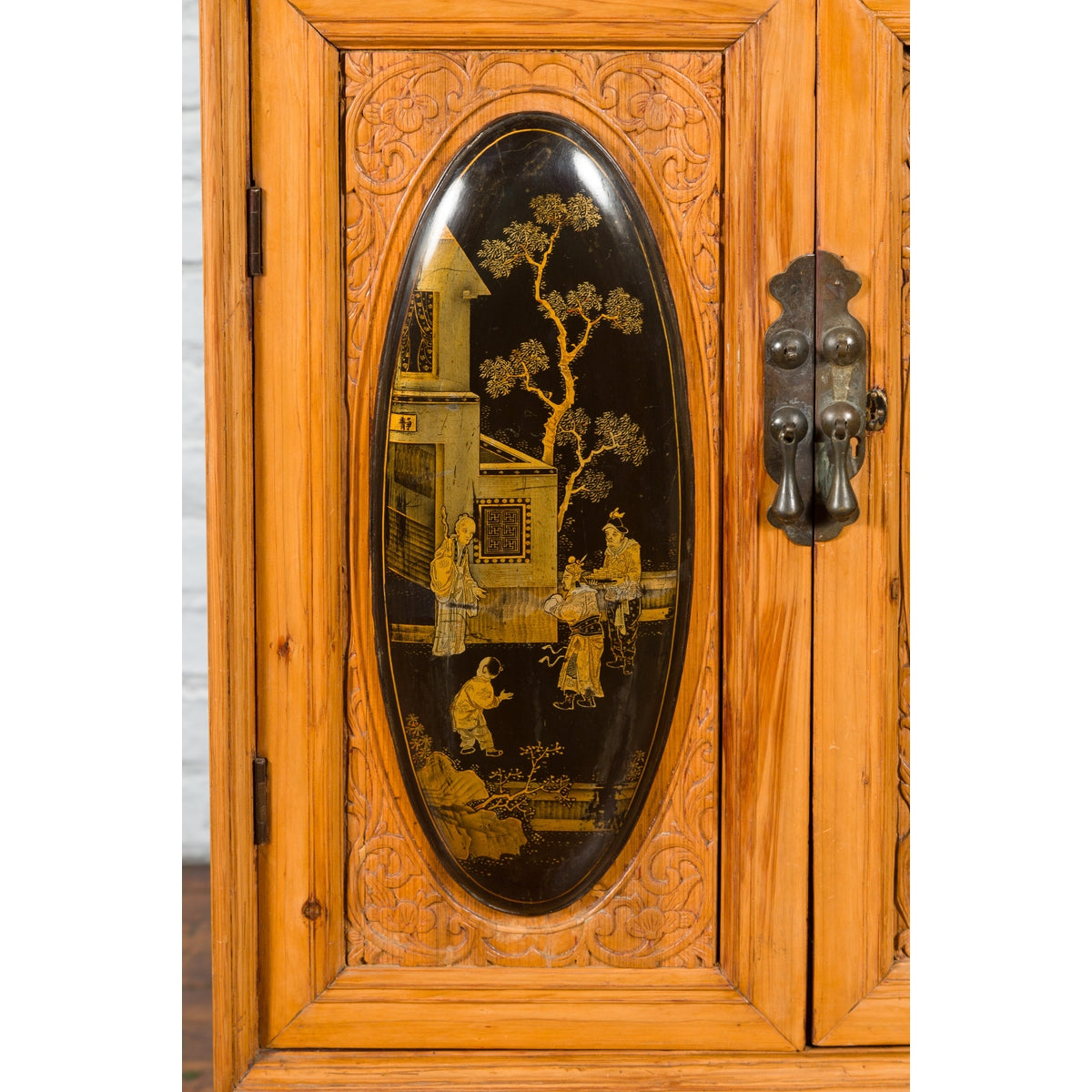 Tall Chinese 19th Century Qing Dynasty Wooden Cabinet with Chinoiserie Panels-12. Asian &amp; Chinese Furniture, Art, Antiques, Vintage Home Décor for sale at FEA Home