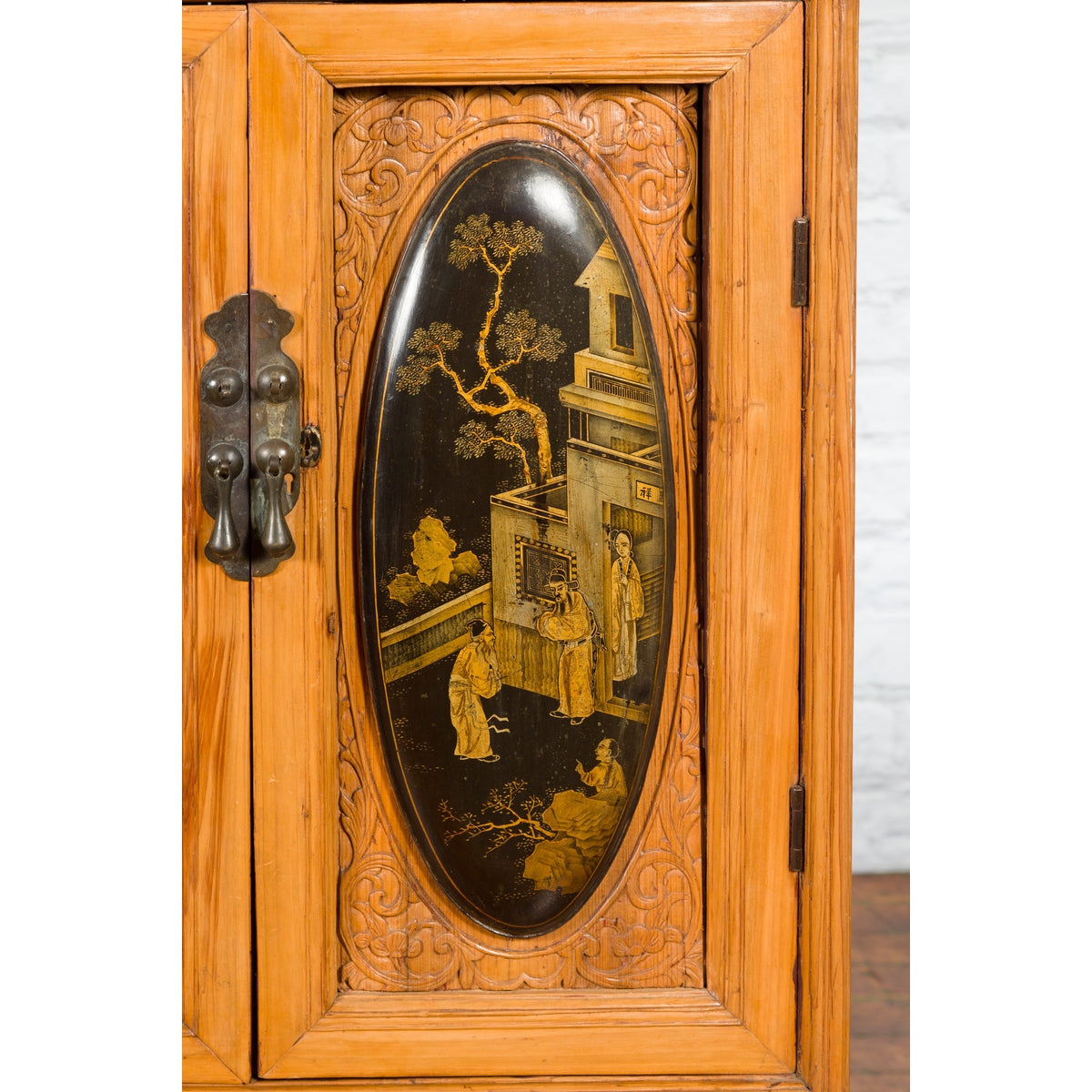 Tall Chinese 19th Century Qing Dynasty Wooden Cabinet with Chinoiserie Panels-13. Asian &amp; Chinese Furniture, Art, Antiques, Vintage Home Décor for sale at FEA Home