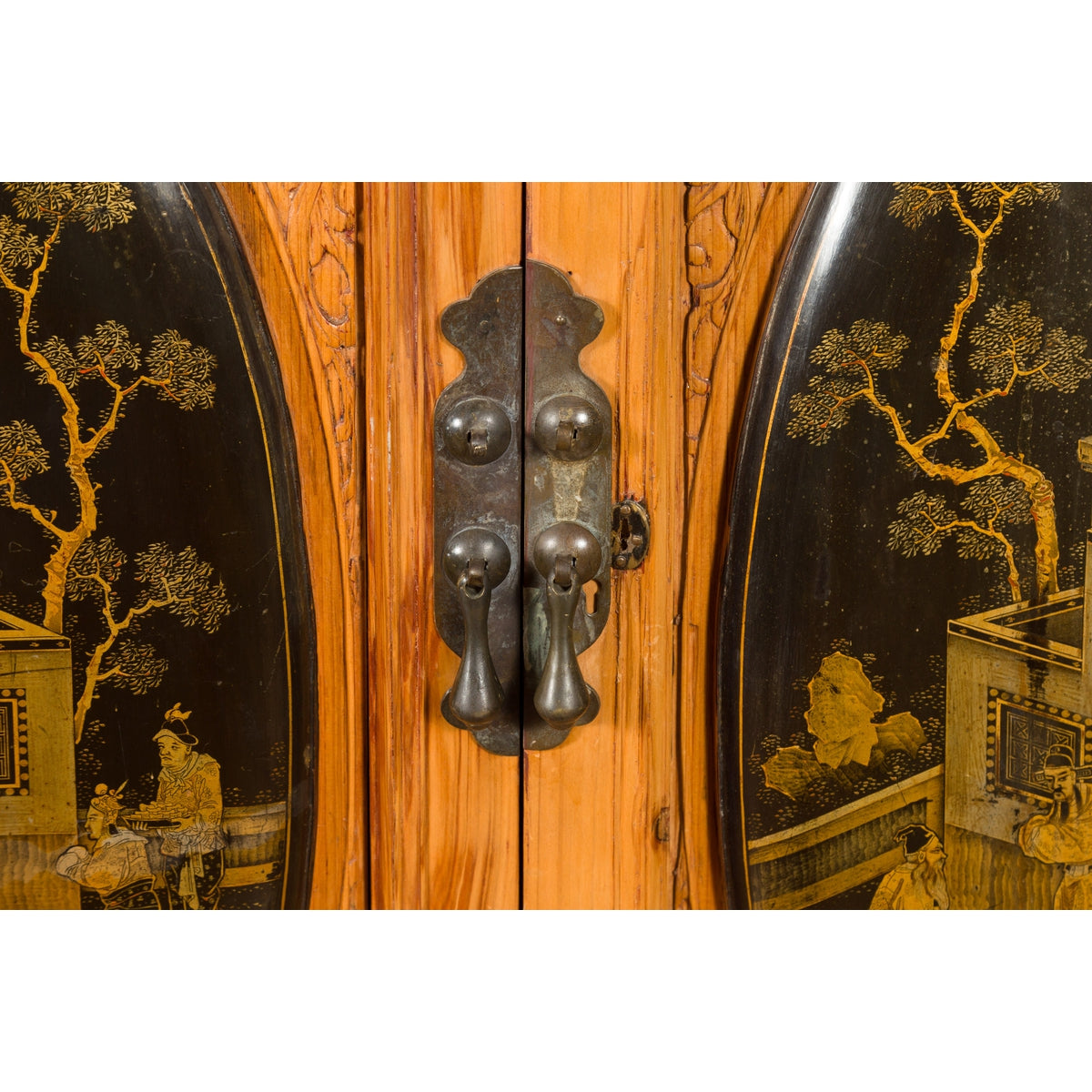 Tall Chinese 19th Century Qing Dynasty Wooden Cabinet with Chinoiserie Panels-15. Asian &amp; Chinese Furniture, Art, Antiques, Vintage Home Décor for sale at FEA Home