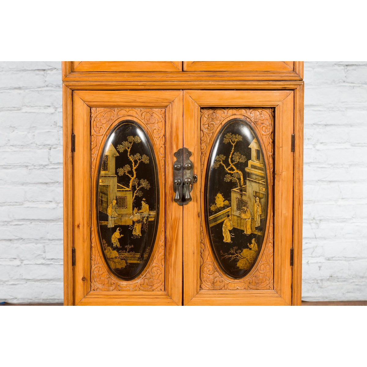 Tall Chinese 19th Century Qing Dynasty Wooden Cabinet with Chinoiserie Panels-8. Asian &amp; Chinese Furniture, Art, Antiques, Vintage Home Décor for sale at FEA Home