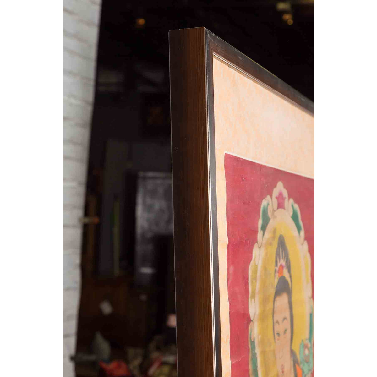 Large Framed Indian 19th Century Painting of Guanyin Sitting on a Dragon-17. Asian &amp; Chinese Furniture, Art, Antiques, Vintage Home Décor for sale at FEA Home