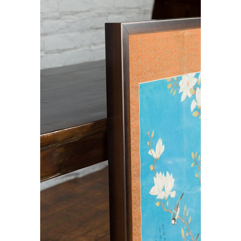 Qing Dynasty 19th Century Turquoise Print Depicting Birds Perched in a Tree-YN7458-18. Asian & Chinese Furniture, Art, Antiques, Vintage Home Décor for sale at FEA Home