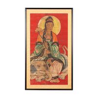 19th Century Indian Print with Guanyin the Bodhisattva of Compassion on Elephant - Antique Chinese and Vintage Asian Furniture for Sale at FEA Home