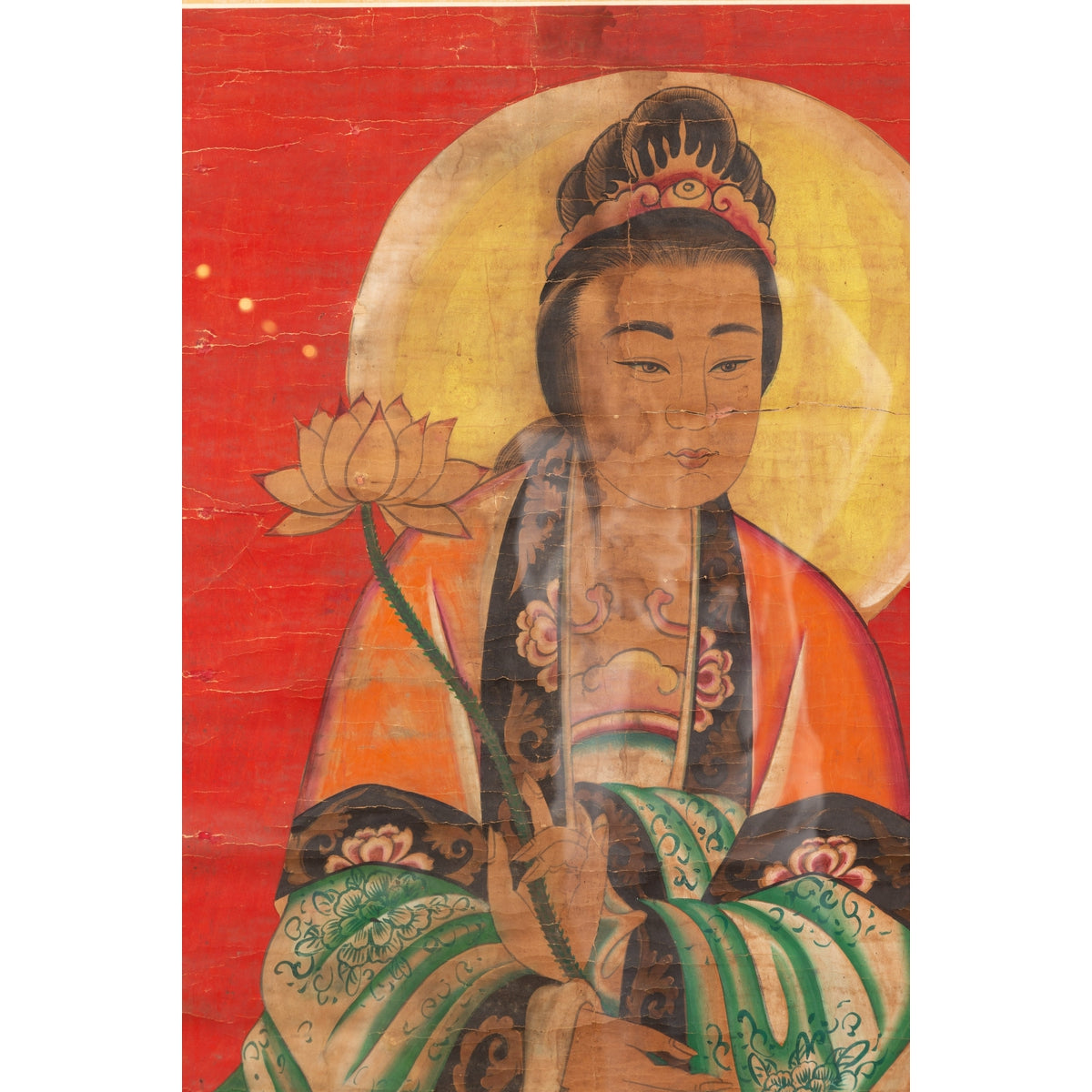 19th Century Indian Print with Guanyin the Bodhisattva of Compassion on Elephant-7. Asian &amp; Chinese Furniture, Art, Antiques, Vintage Home Décor for sale at FEA Home