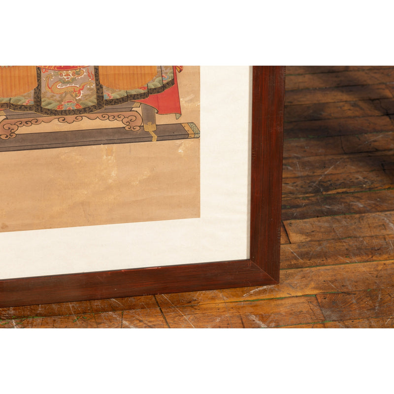 Chinese Qing Dynasty Period 19th Century Civil Official Painting on Linen Canvas-10. Asian & Chinese Furniture, Art, Antiques, Vintage Home Décor for sale at FEA Home