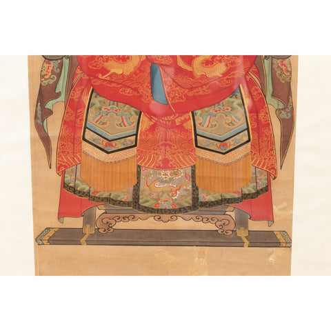 Chinese Qing Dynasty Period 19th Century Civil Official Painting on Linen Canvas-13. Asian & Chinese Furniture, Art, Antiques, Vintage Home Décor for sale at FEA Home