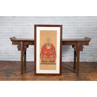 Chinese Qing Dynasty Period 19th Century Civil Official Painting on Linen Canvas