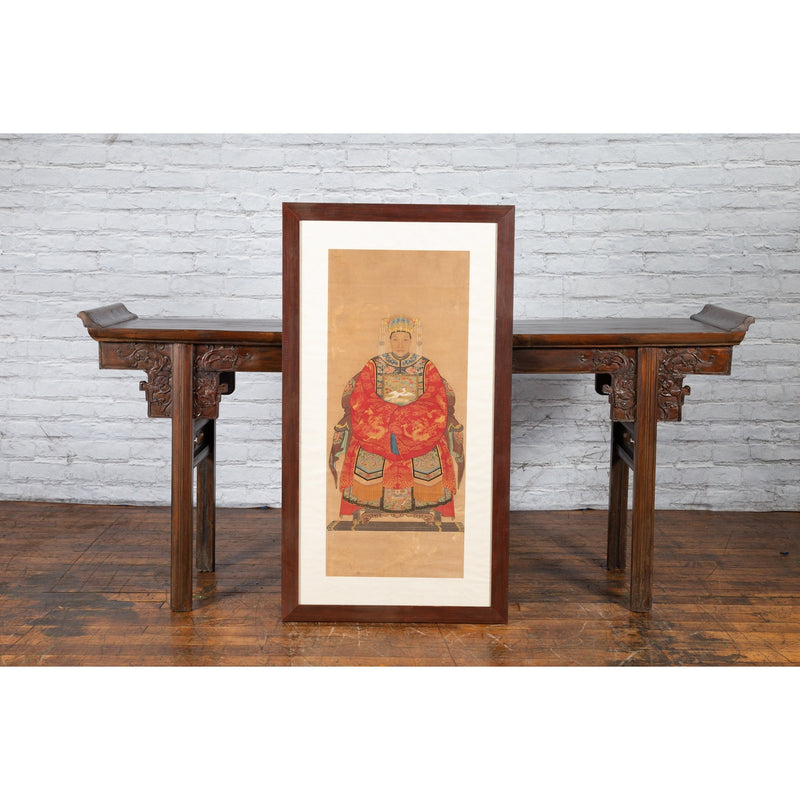 Chinese Qing Dynasty Period 19th Century Civil Official Painting on Linen Canvas-2. Asian & Chinese Furniture, Art, Antiques, Vintage Home Décor for sale at FEA Home