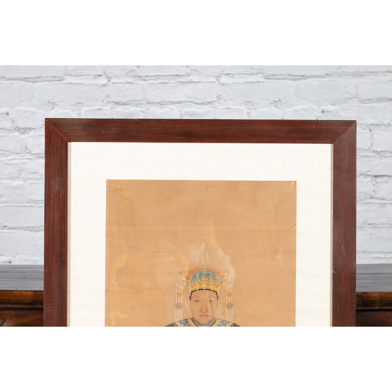 Chinese Qing Dynasty Period 19th Century Civil Official Painting on Linen Canvas-4. Asian & Chinese Furniture, Art, Antiques, Vintage Home Décor for sale at FEA Home