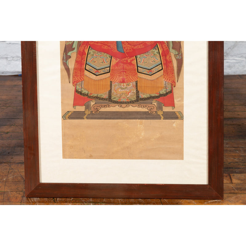 Chinese Qing Dynasty Period 19th Century Civil Official Painting on Linen Canvas-6. Asian & Chinese Furniture, Art, Antiques, Vintage Home Décor for sale at FEA Home