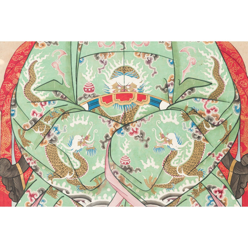 Qing Dynasty Chinese Painting of a Royalty Related Couple with Dragon Motifs - Antique Chinese and Vintage Asian Furniture for Sale at FEA Home