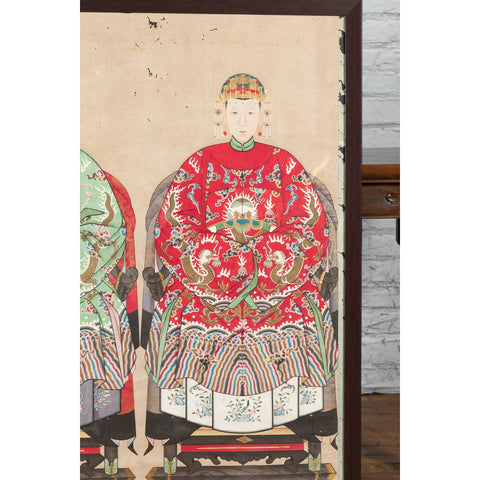 Qing Dynasty Chinese Painting of a Royalty Related Couple with Dragon Motifs - Antique Chinese and Vintage Asian Furniture for Sale at FEA Home