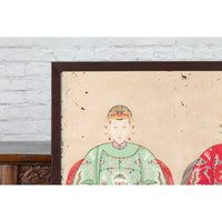 Qing Dynasty Chinese Painting of a Royalty Related Couple with Dragon Motifs