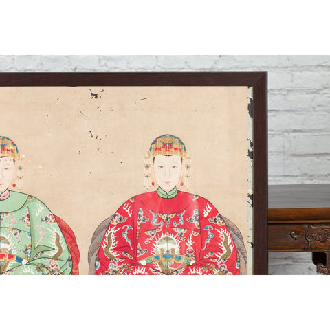Qing Dynasty Chinese Painting of a Royalty Related Couple with Dragon Motifs - Antique Chinese and Vintage Asian Furniture for Sale at FEA Home
