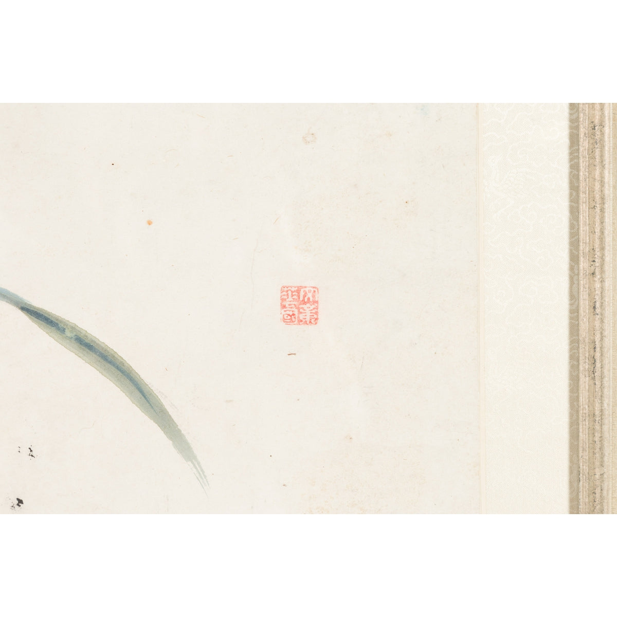 Framed Painting of Two Japanese Buddhist Monks with Lotus Flower and Wicker Box-9. Asian &amp; Chinese Furniture, Art, Antiques, Vintage Home Décor for sale at FEA Home